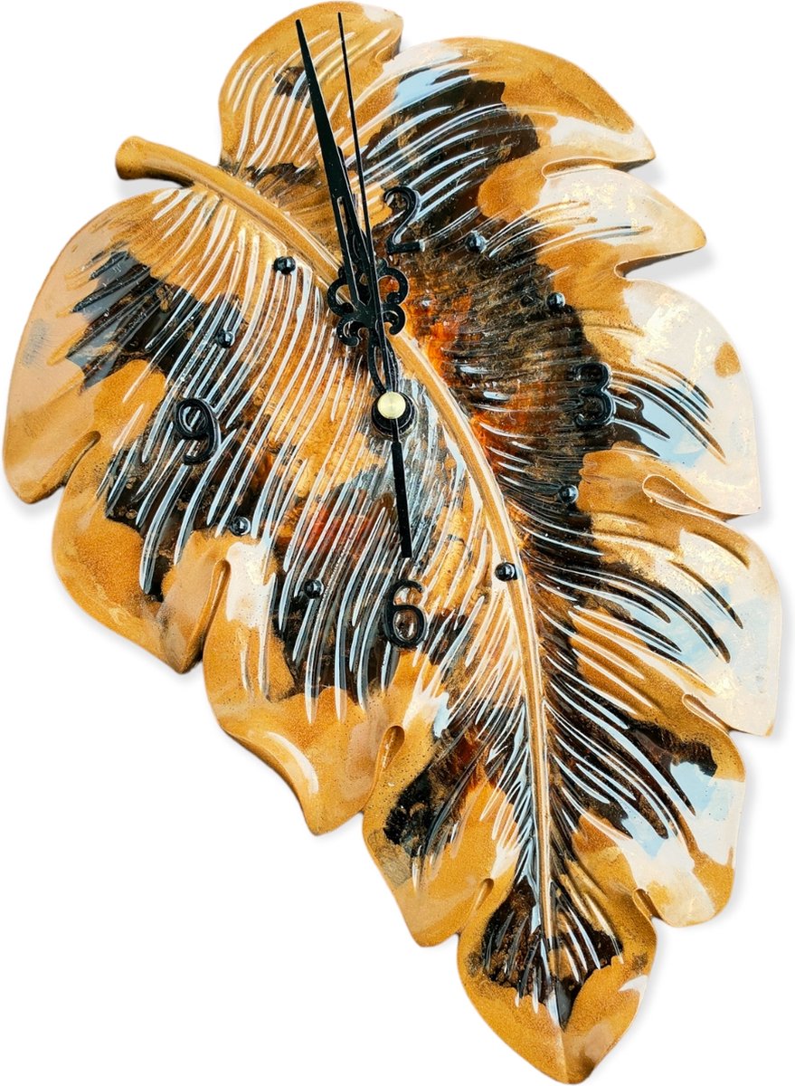 Resin Art JR: Leaf Klok / Muur klok / Wand klok