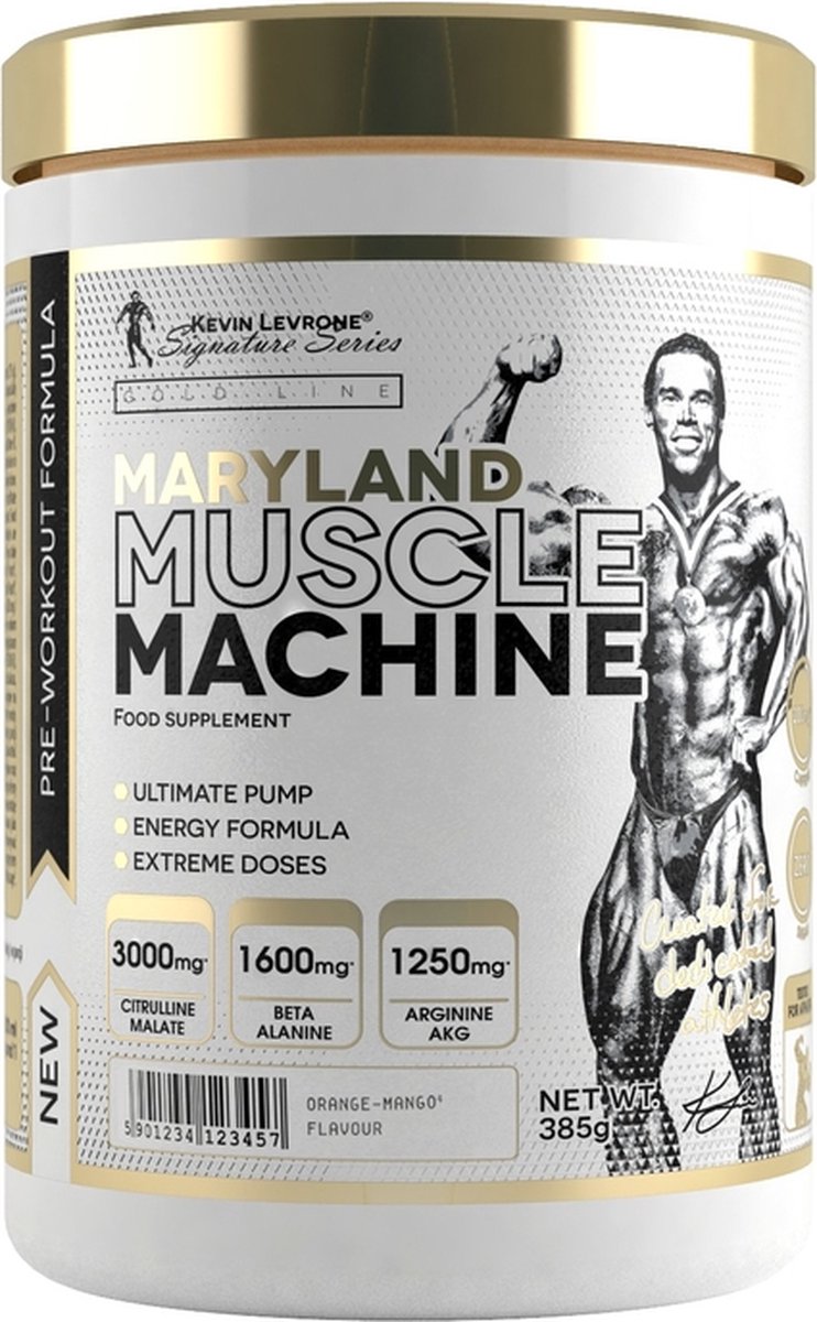 Kevin Levrone - Gold Maryland Muscle Machine - AAKG, Beta alanine, Citruline - Muscle Pomp - Citroen met Perzik - 385g - 44 porties