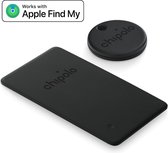 Chipolo One & Card Spot Travel Pack - Apple Tag Airtag Sleutelhanger - Bluetooth Tracker - Apple Find My Network - 2-Pack - Zwart