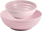 Plasticforte Bols/plats - 16x pièces - dessert/petit déjeuner/soupe - plastique - Vieux rose