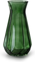 Jodeco Bloemenvaas - Stijlvol model - groen/transparant glas - H15 x D10 cm