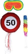 Funny Fashion - Verjaardag Pinata 50 jaar van 50 x 50 cm set met stok en masker