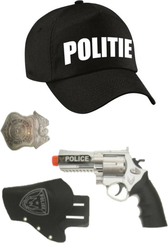 Casquette de déguisement de Police /casquette noire avec pistolet/étui/badge  pour enfants