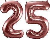Folat Folie ballonnen - 25 jaar cijfer - brons - 86 cm - leeftijd feestartikelen