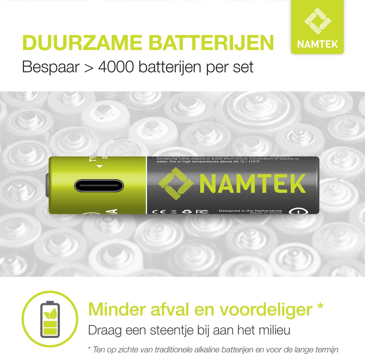 Namtek Oplaadbare batterijen AAA 1.5V 740