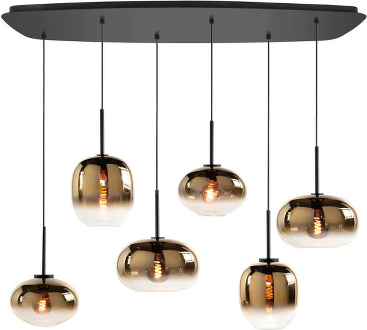 Highlight Hanglamp Bellini Deens Ovaal Goud 6 Lichts 100 x 39cm
