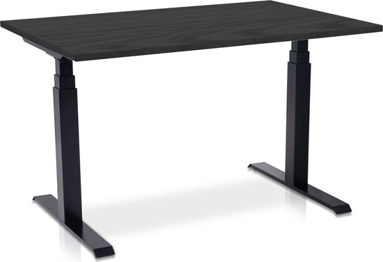 Zit-sta bureau elektrisch verstelbaar - MRC PRO NEN-EN 527 | 160 x 80 cm | frame zwart- blad zwart eiken | memory functie met USB | 150kg draagvermogen