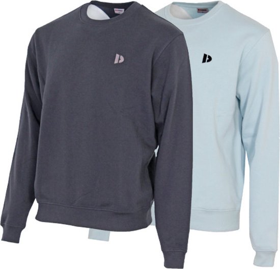2-Pack Donnay Fleece sweater ronde hals - Heren - Navy/Sage Green - maat 3XL