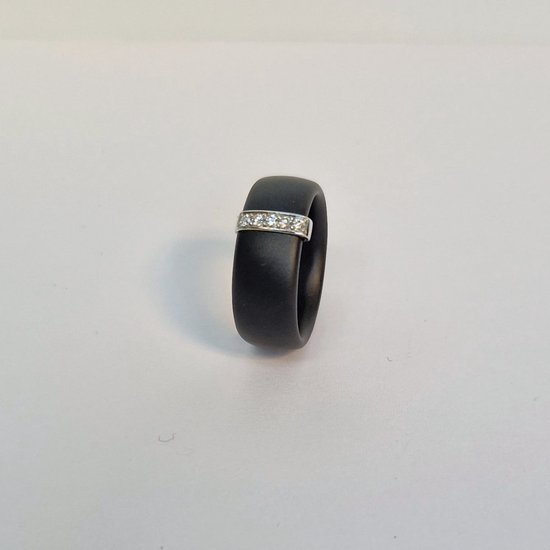 Ring dames - Orotech - AK 4/29 - keramiek - diamant - witgoud - 18 karaat - sale juwelier Verlinden St. Hubert van €485,= voor €389,=