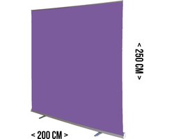 Roll-up achtergrondscherm XXL Paars | 200 x 250 cm | Studio wall | Mobiele fotostudio | Fotoshoot | Background | Pop-up video wall