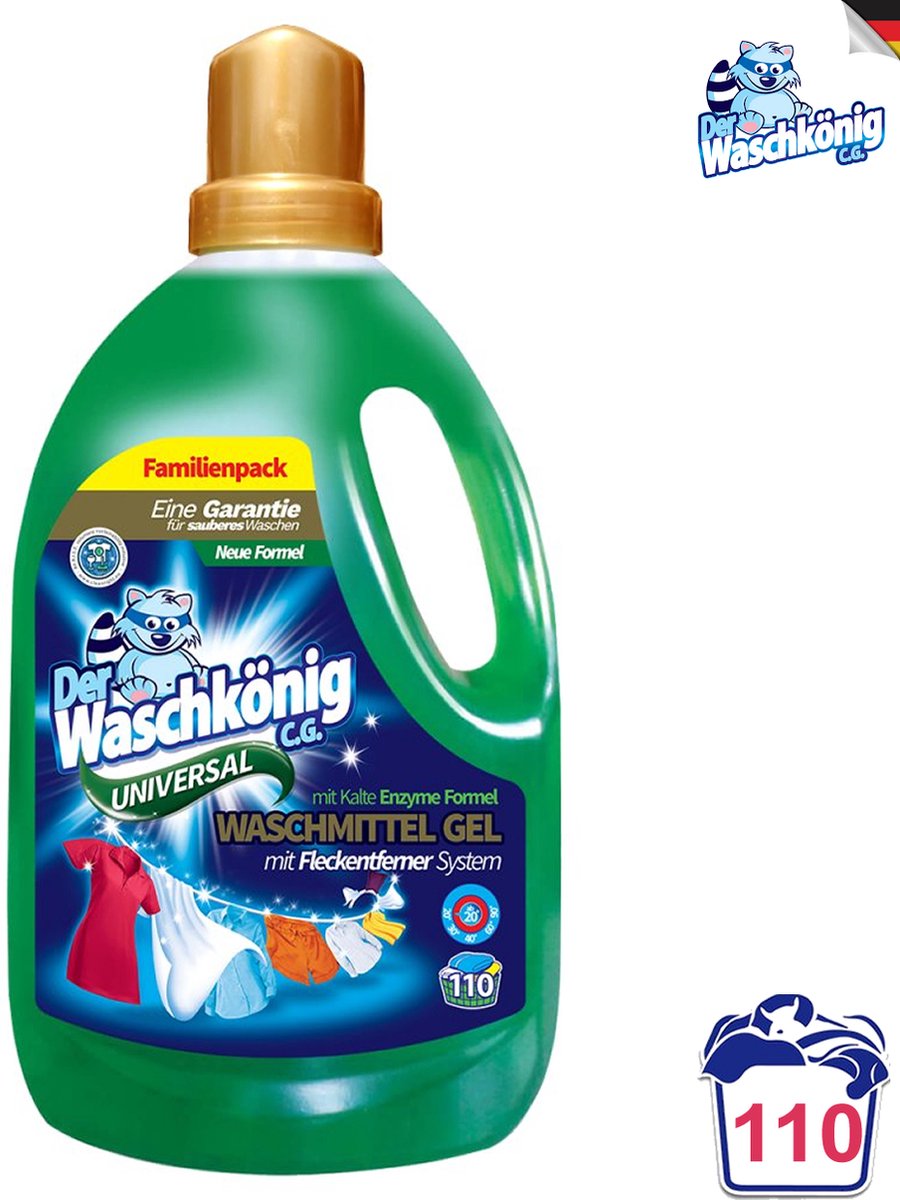 Der Waschkönig - Universal - Wasmiddel - Gekleurde & Donkere Was - 3305ml - 110 Wasbeurten