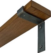 GoudmetHout Massief Eiken Wandplank - 160x10 cm - Donker eiken - Industriële plankdragers L-vorm zonder coating - Staal - Wandplank hout