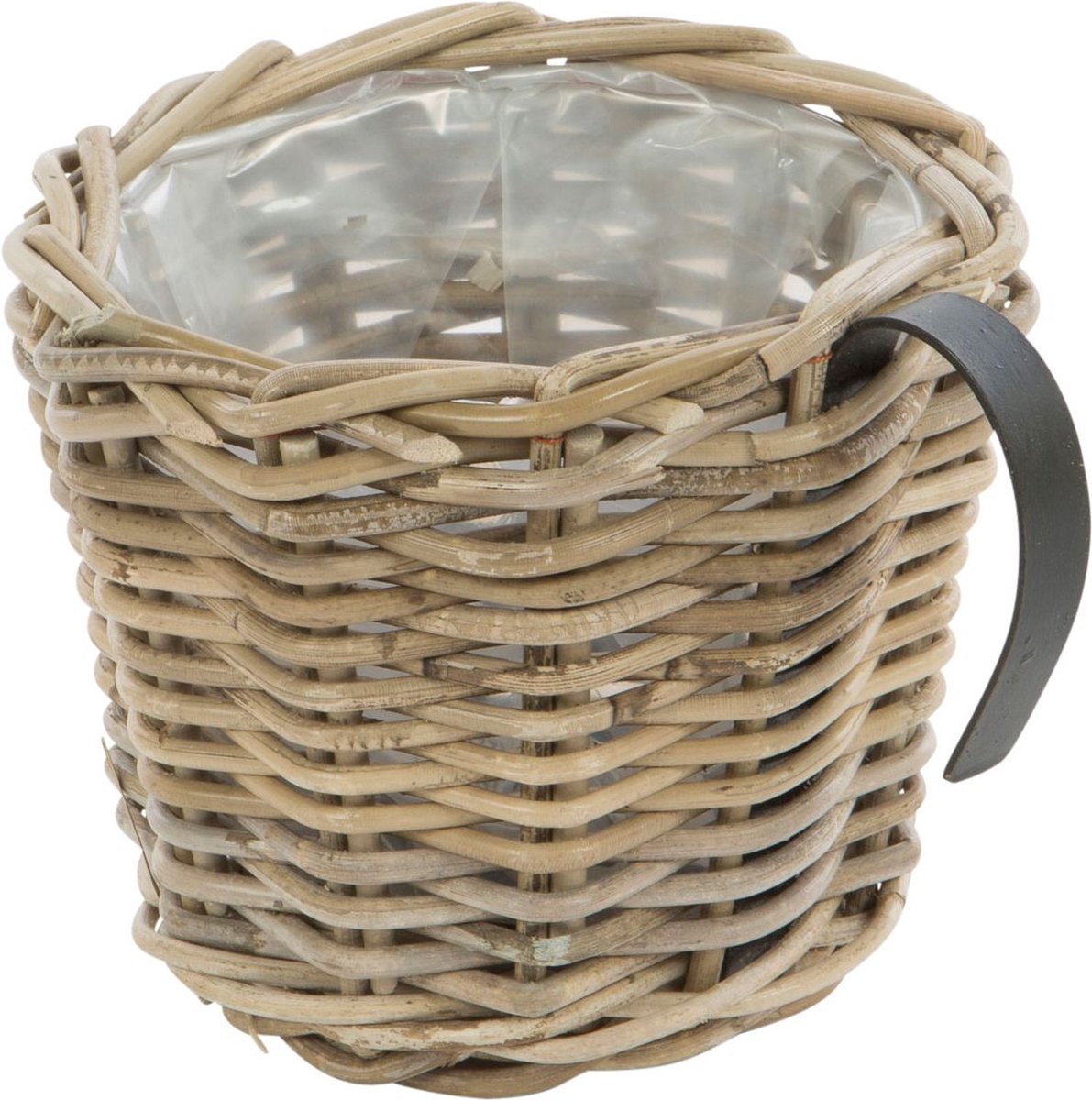 Lechuza Zelfbewaterende pot BALCONERA Cottage 80 grafiet zwart kunststof balkonpot voor leuning rotan look plantenbak H19 L80 B19 cm bundel met zwarte balkonbeugels