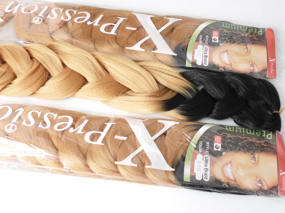 Xpression - Premium - blond/zwart - 2 kleuren - Ultra Hair Braid - 2PCS - 82cm
