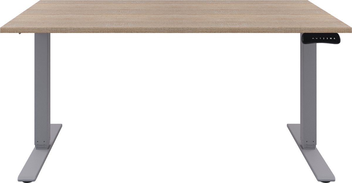 Zit sta Bureau - Verstelbaar bureau  140 x 80 cm  Robson eiken bureaublad - Aluminium onderstel - 2 motoren-- blad- onderstel- x80