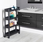 Rangement pour sièges-auto - chariot de cuisine étroit - étagère de cuisine - étagère de rangement - étagère de rangement - étagère de salle de bain sur roulettes - Zwart - 4 couches