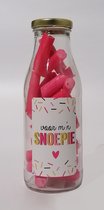 Lief cadeau - fles "Voor m'n Snoepie" gevuld met kersenstokjes - liefde - valentijn