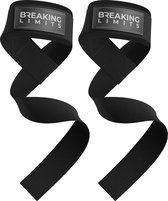 Breaking Limits Lifting Straps - Lifting Grips/Hooks - Deadlift Straps - Lift Straps - Fitness, Crossfit & Krachttraining - 2 Stuks - Zwart