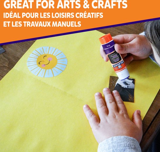 Bâtons de Elmer's avec de la colle violette qui disparaît | Sèche incolore | Idéal pour le bricolage et l'école | Lavable et adapté aux enfants | 22 grammes | 1 pièce