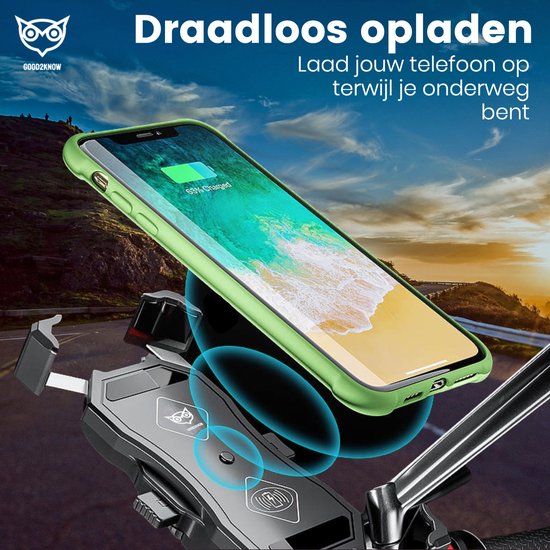 Telefoonhouder voor Motor, Antidiefstal Smartphonehouder met 15W Qi