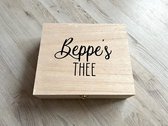 Thee kist - Thee bewaardoos - Beppe's thee - houten theedoos - 12 vakjes - thee voor Beppe - Frysk Cadeau