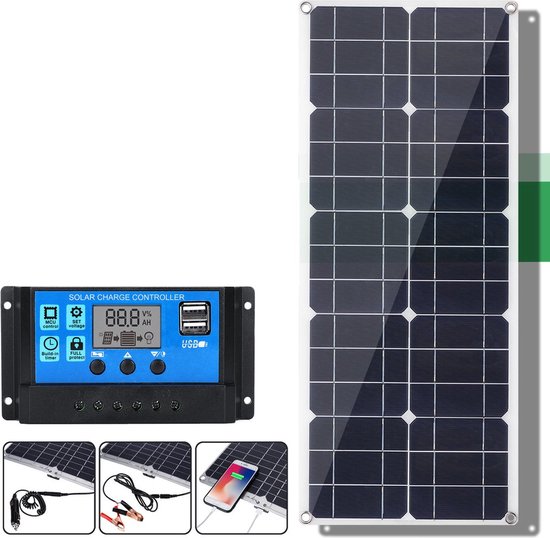 Panneau Solaire Monocristallin - Photovoltaïque, Silicium, 165 W, Câble  avec Connecteur MC4, Batterie de 12V - Module Solaire pour Camping
