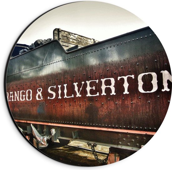 WallClassics - Dibond Muurcirkel - Ouderwetse Transport Trein - 20x20 cm Foto op Aluminium Muurcirkel (met ophangsysteem)