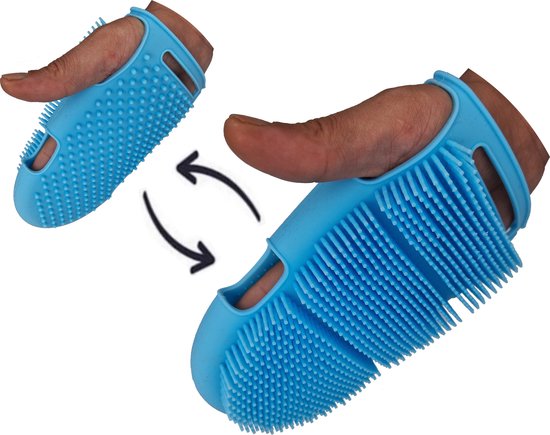 Blubs® – Washand – Badborstel – Dry brush – Scrubber – Lichaamsborstel – badborstel douche – Handschoen scrubber – Huidborstel – doucheborstel – bad- & doucheaccessoires – Doucheborstel washand – Siliconen borstel – Massage – Washandje – Blauw