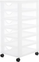 Commode IRIS Ohyama Design Chest - 6 tiroirs x 7,5L - Plastique - Wit/ Transparent - Avec roulettes