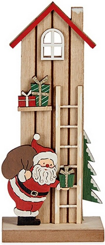 Decoratieve figuren Kerstman Huis Hout (5 x 24 x 10 cm)