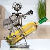 Gitaristbeeldje wijnfleshouder - moermannetje gitaar - cadeaubeeldje - metalen cadeau beeldje