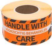 Etiket | Verzendetiket | papier | Handle with care | 125x46mm | oranje