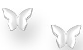 Joy|S - Zilveren vlinder oorbellen - 7 x 5.5 mm - massief - egaal zilver