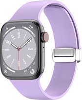 By Qubix Siliconen bandje - Folding Buckle - Paars - Geschikt voor Apple Watch 42mm - 44mm - 45mm - Ultra - 49mm - Compatible Apple watch bandje -