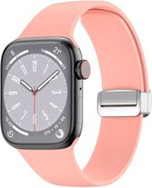 By Qubix Siliconen bandje - Folding Buckle - Roze - Geschikt voor Apple Watch 42mm - 44mm - 45mm - Ultra - 49mm - Compatible Apple watch bandje -