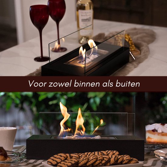 Flamme Royale™ Tafelhaard bio ethanol - Rechthoekig - Zwart | Tafelhaard Centrum