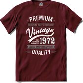 Vintage Legend Sinds 1972 - verjaardag en feest cadeau - Kado tip - T-Shirt - Unisex - Burgundy - Maat L