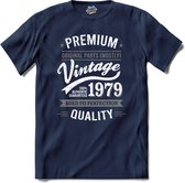 Vintage Legend Sinds 1979 - verjaardag en feest cadeau - Kado tip - T-Shirt - Unisex - Navy Blue - Maat M