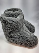 Schapenwollen sloffen grijs maat 48 100% natuurproduct comfortabele nieuwe luxe sloffen direct leverbaar handgemaakt - sheep - wool - shuffle - woolen slippers - schoen - pantoffels - warmers - slof