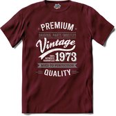 Vintage Legend Sinds 1973 - verjaardag en feest cadeau - Kado tip - T-Shirt - Unisex - Burgundy - Maat L