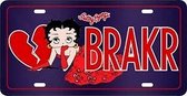 Betty Boop BRAKR. (Heartbreaker) Metalen wandbord in reliëf 15 x 30 cm.