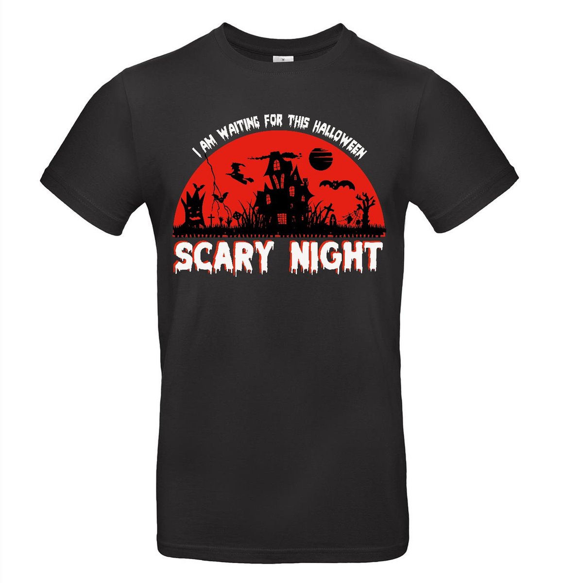 Zwart Halloween T-shirt met opdruk Scary Night 128