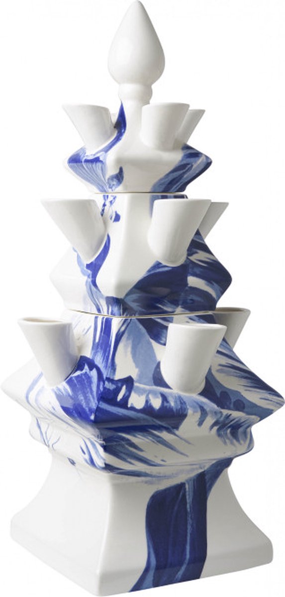 Heinen Delfts Blauw Tulpenvaas - Tulp - Blauw & Wit - 3-delig - Keramiek - 33cm Delfts Blauw Tulp