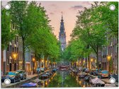 Tuinposter – Gracht in De Straten van Amsterdam - 40x30 cm Foto op Tuinposter (wanddecoratie voor buiten en binnen)