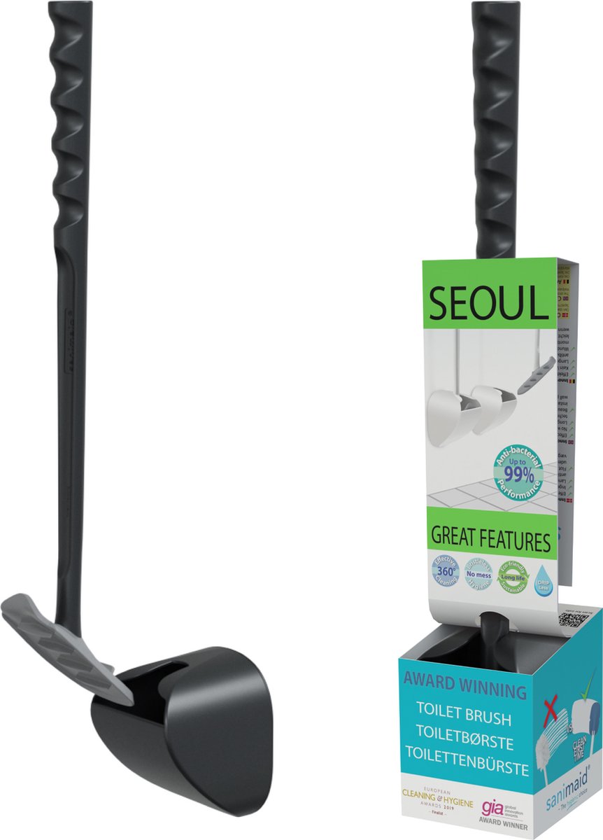 Sanimaid Seoul - Toiletborstel met Houder - Wc-borstel - Zwart - Hygiënisch - Duurzaam - Antibacterieel