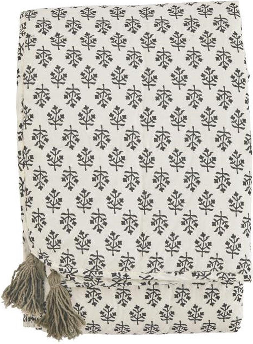 * Madam Stoltz Plaid Met Tassels | Khaki/ Offwhite