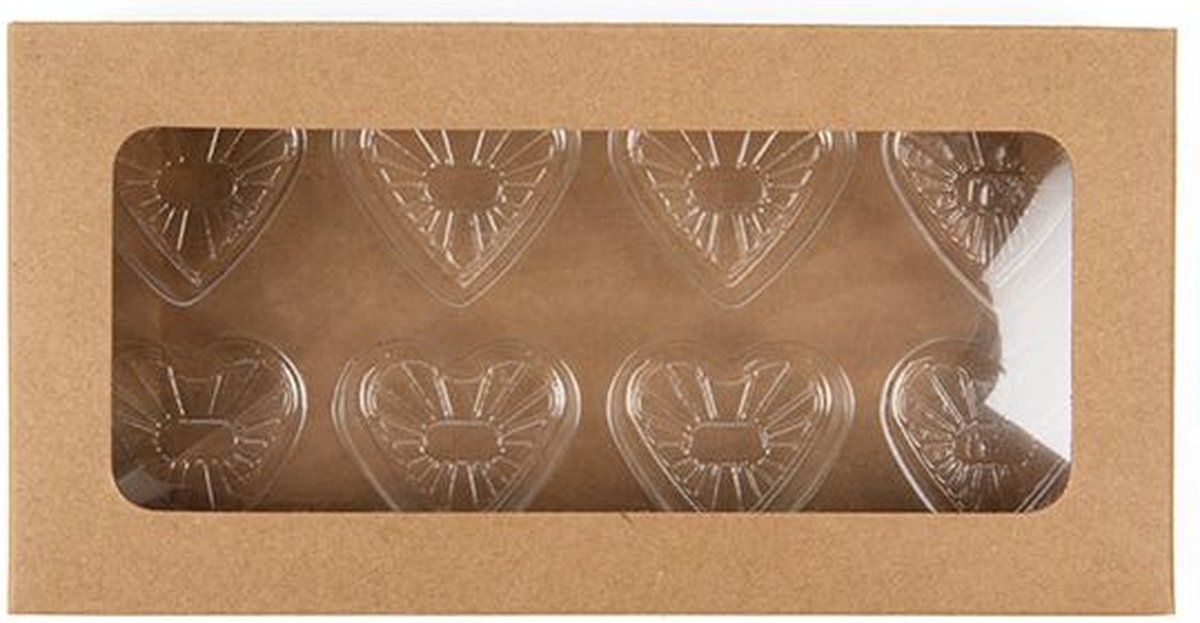 Kraft Dozen voor Hangemaakt Snoep, Hartjes insert 7x2.1x13.8 cm (25 stuks) [CNDYH273]