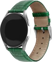 Strap-it smartwatch bandje 20mm - Luxe leren crocodile bandje geschikt voor Samsung Galaxy Watch 4 / 4 Classic / Watch 5 / 5 Pro / Watch 6 / 6 Classic / Watch 1 42mm / Galaxy Watch 3 41mm / Galaxy Active / Active 2 40 & 44mm / Gear Sport - groen
