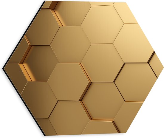 Dibond Hexagon - Hexagon Wand in het Goud - 30x26.1 cm Foto op Hexagon (Met Ophangsysteem)