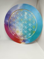 Edelsteen Grid of wand plaat - Flower of life 20 cm Color